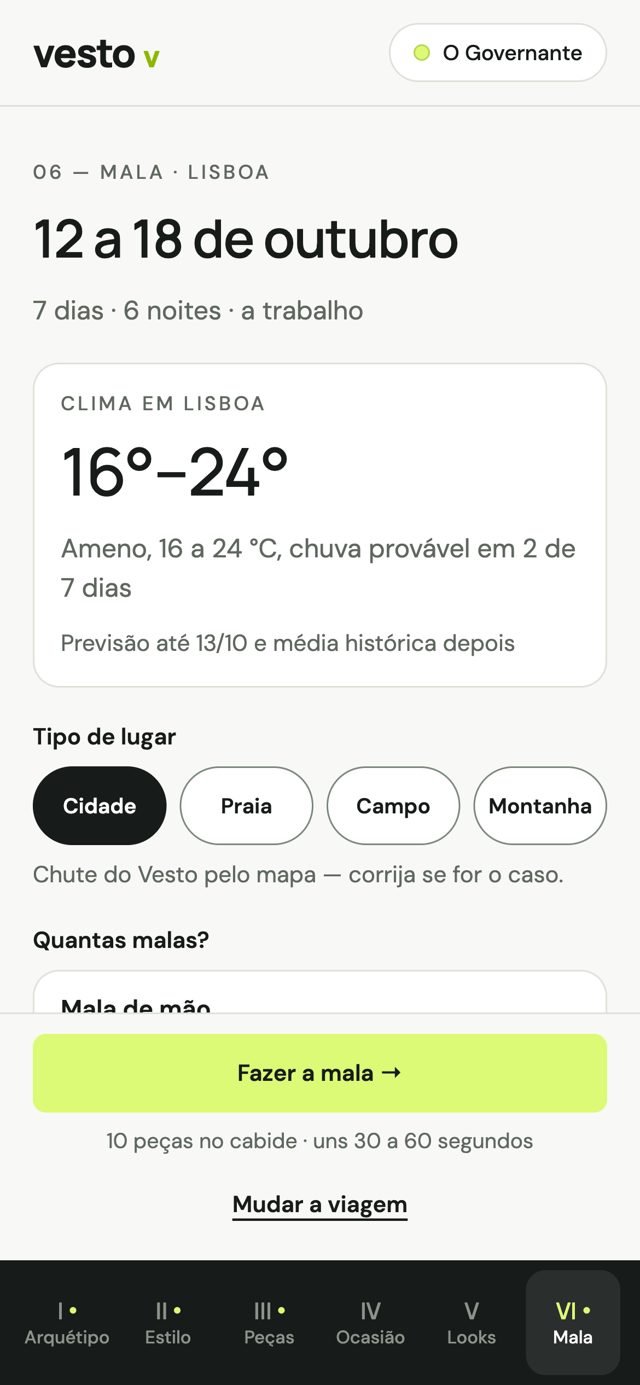 Tela do clima em Lisboa: 16 a 24 graus, ameno, chuva provável em 2 de 7 dias; tipo de lugar cidade